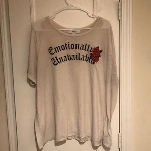 “Emotionally unavailable” graphic tee (plus size)